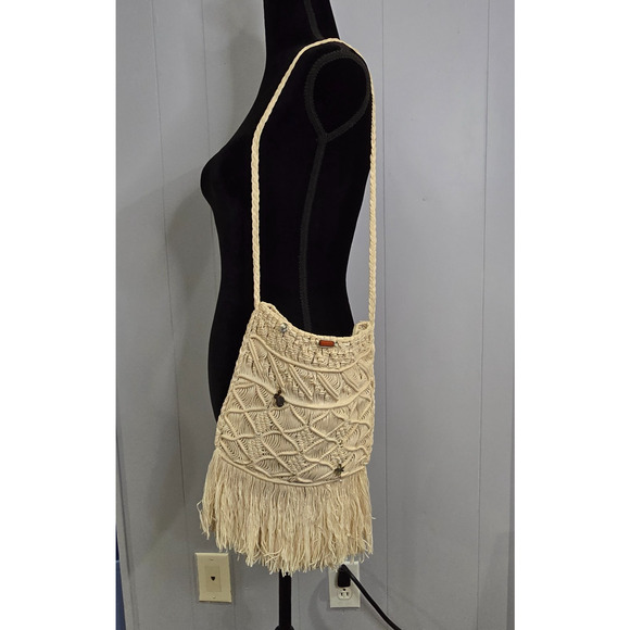 Vintage MACRAME purse cottage boho 70s handmade bag festival feminine beachy - Picture 2 of 13